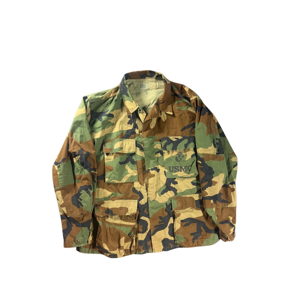 Vintage USMC Woodland Camo BDU Combat Jacket Medium Short Ripstop Field Coat